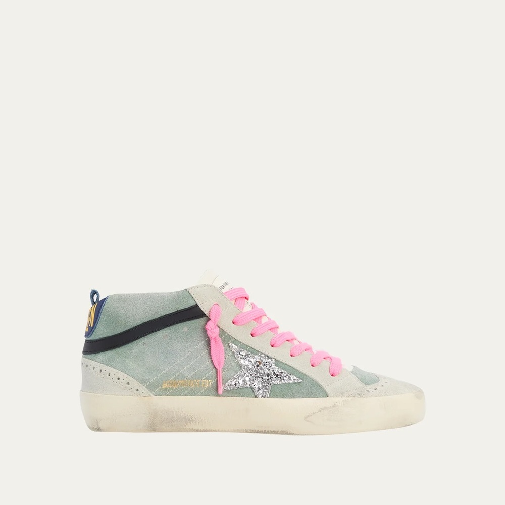 Golden Goose Mid Star Suede Glitter Sneakers Size 37